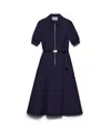 Prada Belted Midi Polo Dress With Half Zip Clothing In Blue