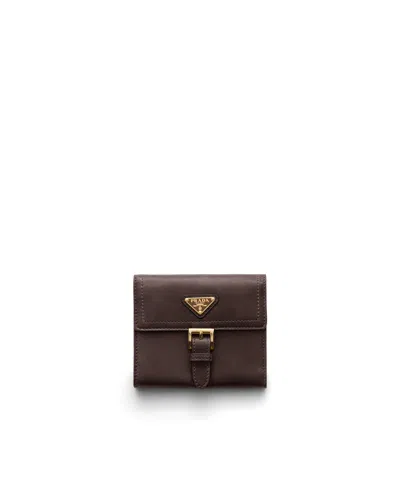 Prada Kleine Geldbörse Aus Nappa-leder In Sienna