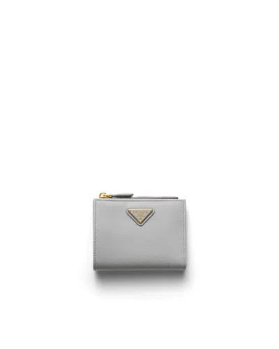 Prada Kleine Geldbörse Aus Saffiano-leder In Gray