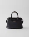 Prada Buckle Small Leather Bag With Double Belt In Black