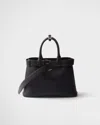 Prada Medium Belted Leather Handbag In Black