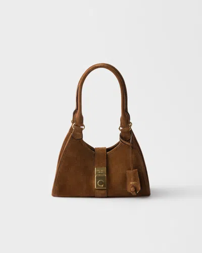 Prada Kleine Tote Bag Aus Wildleder In Brown