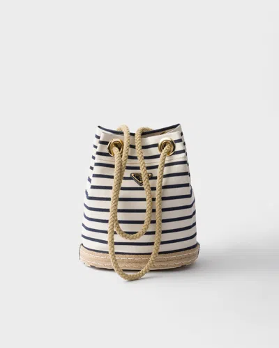 Prada Mariner Small Striped Fabric Bucket Bag In Multi