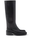 Prada Leather Knee-high Boots With Low Block Heel In F0002 Black