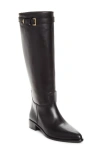 Prada Knee High Leather Boot In Nero