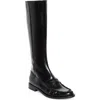 Prada Knee High Loafer Boot In Black