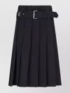 Prada Knee Length A-line Skirt With Belted Waist In Black