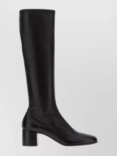 PRADA KNEE LENGTH BLOCK HEEL ROUND TOE BOOTS