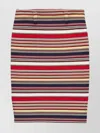 Shop Prada Knee-length Skirt Fitted Silhouette Striped Pattern