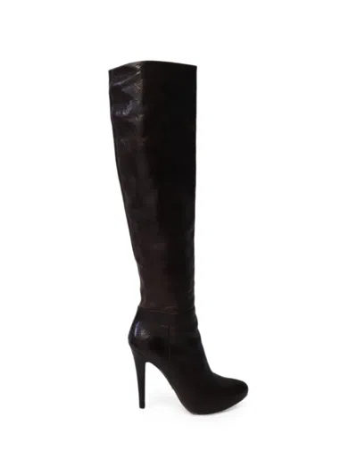 Pre-owned Prada Knee-high Leather Boots In Brown