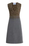 Prada Shetland Mouline Cashmere V-neck Dress In Gray