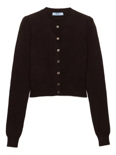 Prada Cashmere Cardigan In Brown