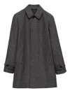 Prada Knit Logo Raglan Sleeve Coat In Gray