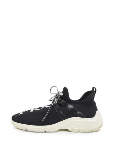 Pre-owned Prada Knit Low-top Sneakers In Black