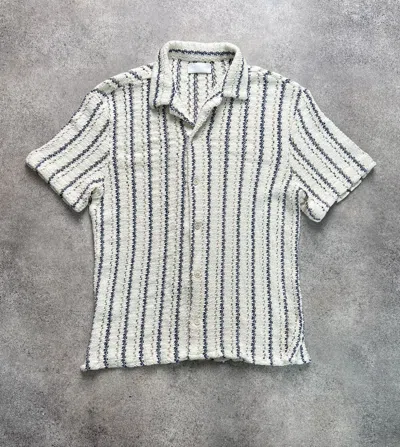 Pre-owned Prada Knit Mesh Button Up Polo Shirt In White
