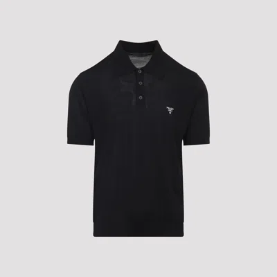 Prada Knit Polo In Black