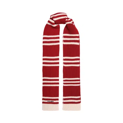 Pre-owned Prada Knit Scarf 'red/white' | Multi-color | Women's Size Onesize