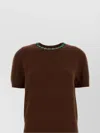 Prada Knit Sweater Embellished Neckline In Brown