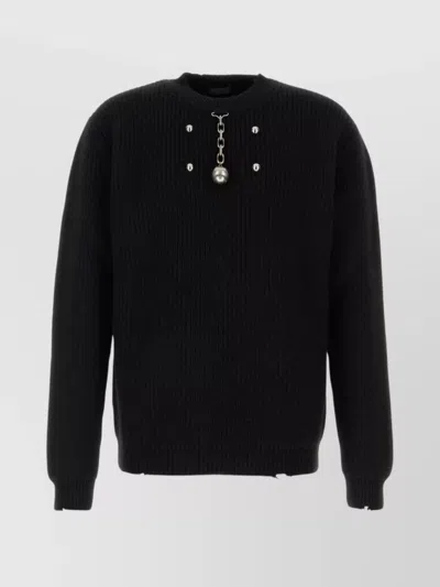 PRADA KNIT SWEATER WITH LONG SLEEVES AND EMBELLISHMENT