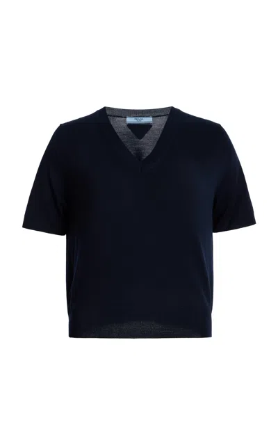 Prada Knit Wool Sweater In Blue