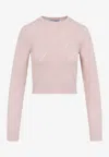Prada Diamond Pattern Crew Neck Knit Sweater In Pink