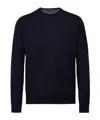 Prada Knitted Crew Neck Sweater In Blue