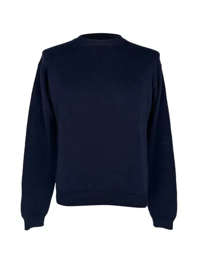 Pre-owned Prada Knitted Crew-neck Sweater In Blue
