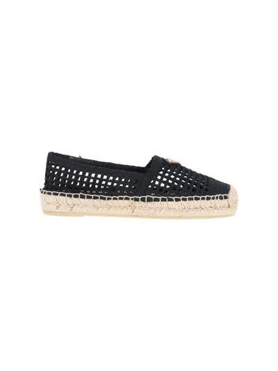 Prada Knitted Espadrilles In Black