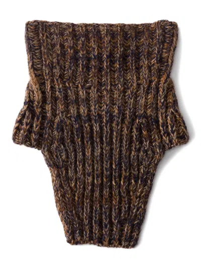 Prada Knitted Neck Warmer In Brown