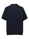 Prada Short Sleeve Polo Collar Ribbed Cuffs Sweater In Blau
