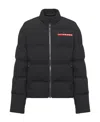 Prada Cropped Technical Knit Puffer Jacket In Black