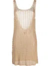 Prada Knitted Sleeveless Midi Dress In Gold