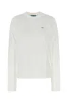 Prada Cotton Crew Neck T-shirt Long Sleeves In White