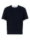 Prada Cotton T-shirt With Contrast Trim And Crew Neck In Blue