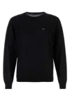 Prada Wool Crew Neck Sweater With Ribbed Cuffs In Black