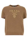 Prada Short Sleeve Crew Neck Ribbed Hem Sweater