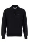 Prada Navy Blue Long Sleeves Logo Polo In Blue