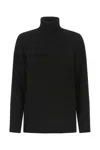 Prada Knit Turtleneck Sweater With Ribbed Cuffs And Hemline In Black