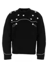 Prada Wool Crew Neck Sweater With Ribbed Cuffs In Black