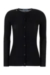 Prada Wool Cardigan Crew Neck Long Sleeves In Black