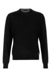 Prada Logo Patch Silk Crewneck Sweater In Black