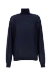 Prada Navy Blue High Neck Sweater In Blue