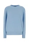 Prada Ribbed Crew Neck Knitwear With Soft Texture In Blue