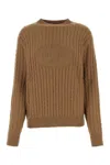 Prada Cashmere Ribbed Crew-neck Sweater In Brown
