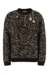 Prada Two-tone Wool Oversize Sweater In Brown