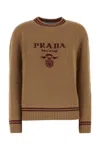 Prada Wool And Cashmere Crew-neck Sweater In Brown