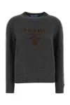 Prada Wool Blend Crew Neck Knit Sweater In Black