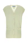Prada Cashmere Vest With Cap Sleeves And Front Pockets In Green