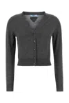 Prada V-neck Knitwear With Classic Silhouette And Refined Details In Grey