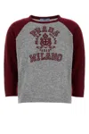 Prada Logo Intarsia Cashmere Sweater In Grey